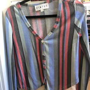 Striped thermal with buttons up the front